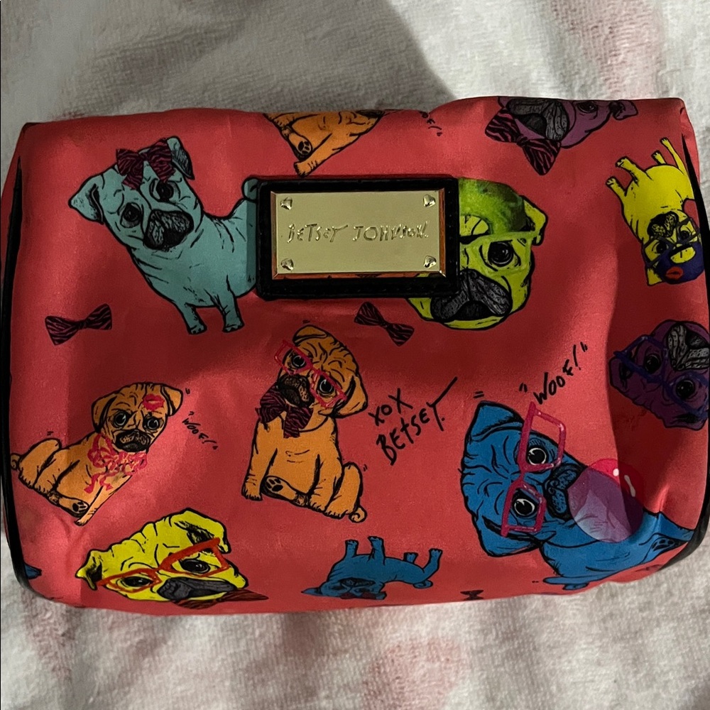 Betsy Johnson pug make up bag